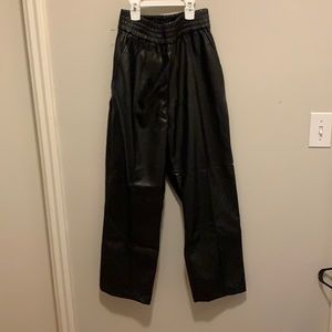 H&M faux leather wide leg pants